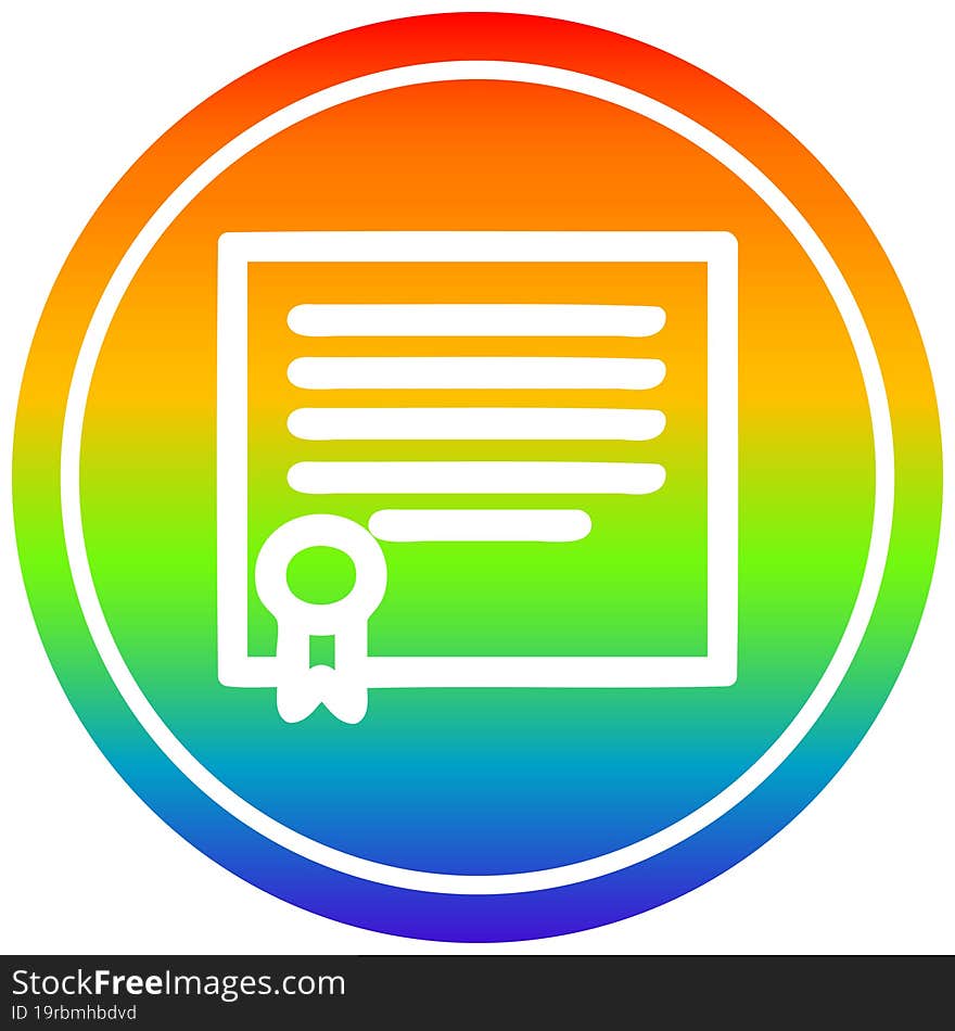 diploma certificate circular in rainbow spectrum