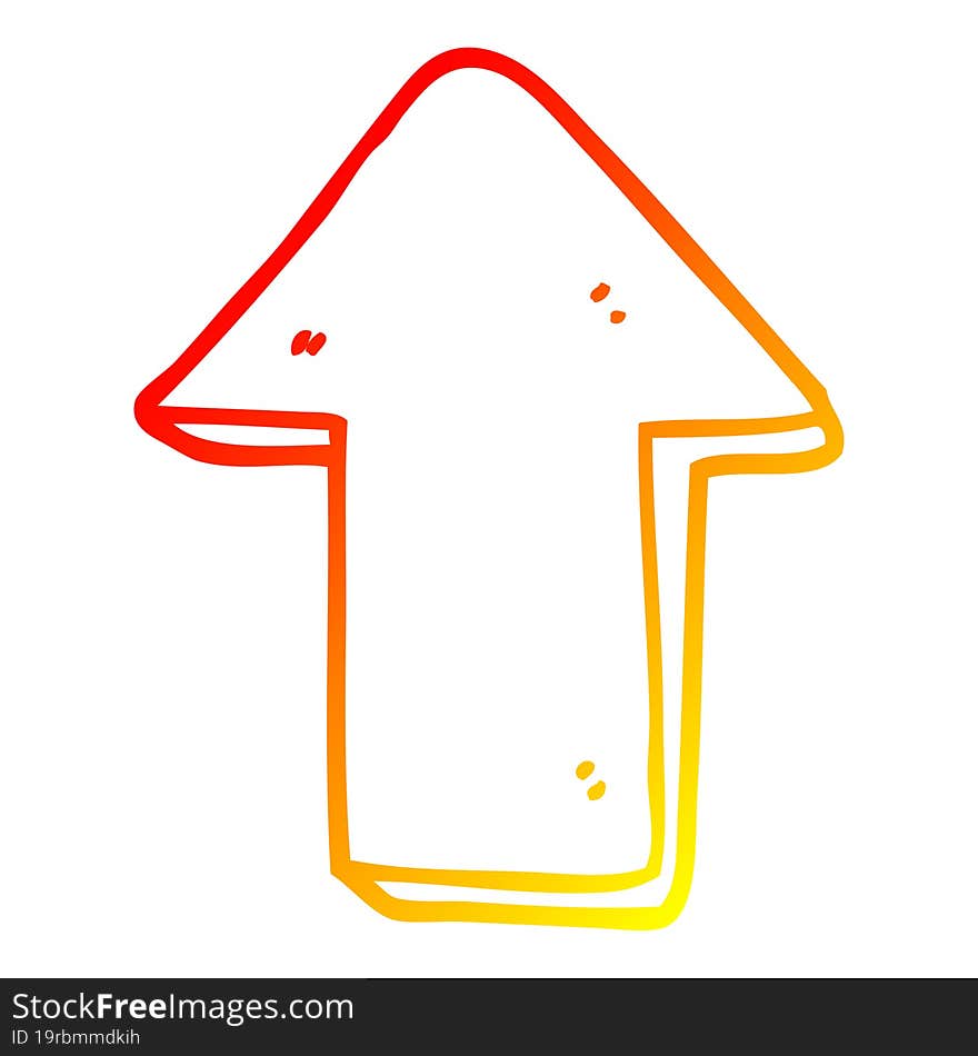 warm gradient line drawing cartoon pointing arrow