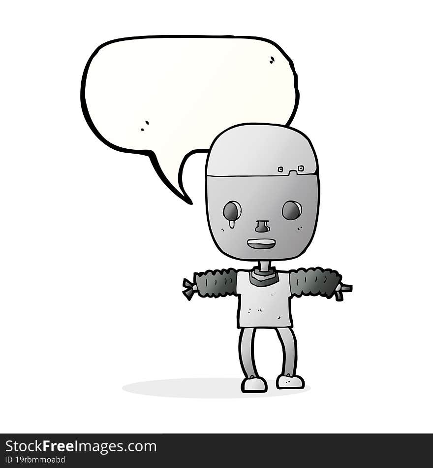 Cartoon Robot With Speech Bubble