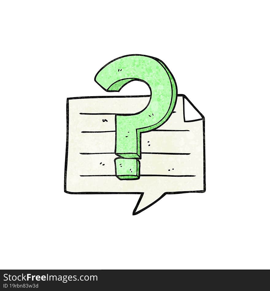 textured cartoon question mark speech bubble