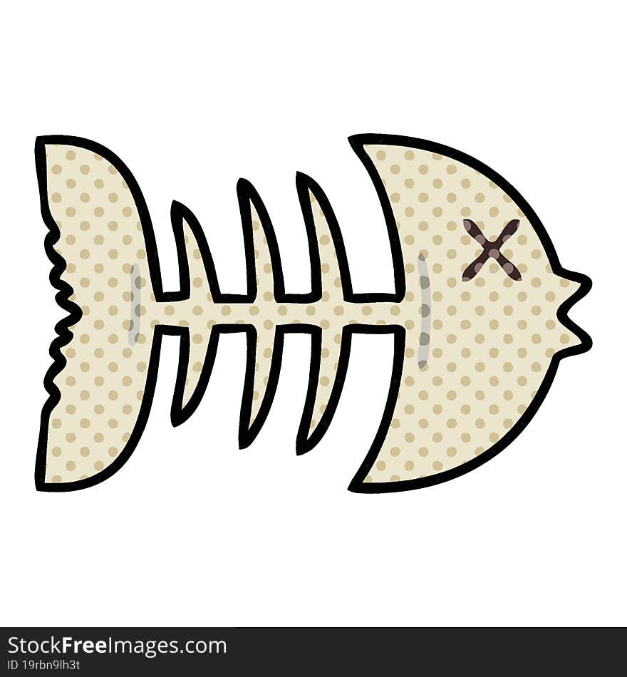 comic book style quirky cartoon dead fish bone. comic book style quirky cartoon dead fish bone