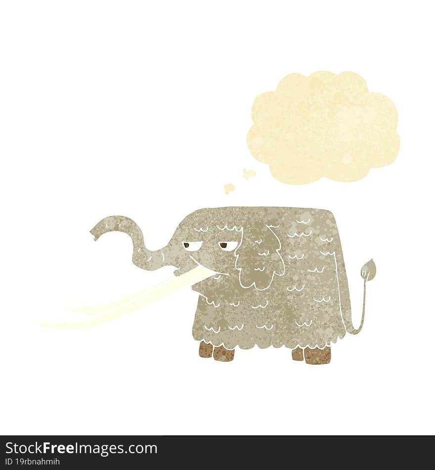 cartoon woolly mammoth with thought bubble