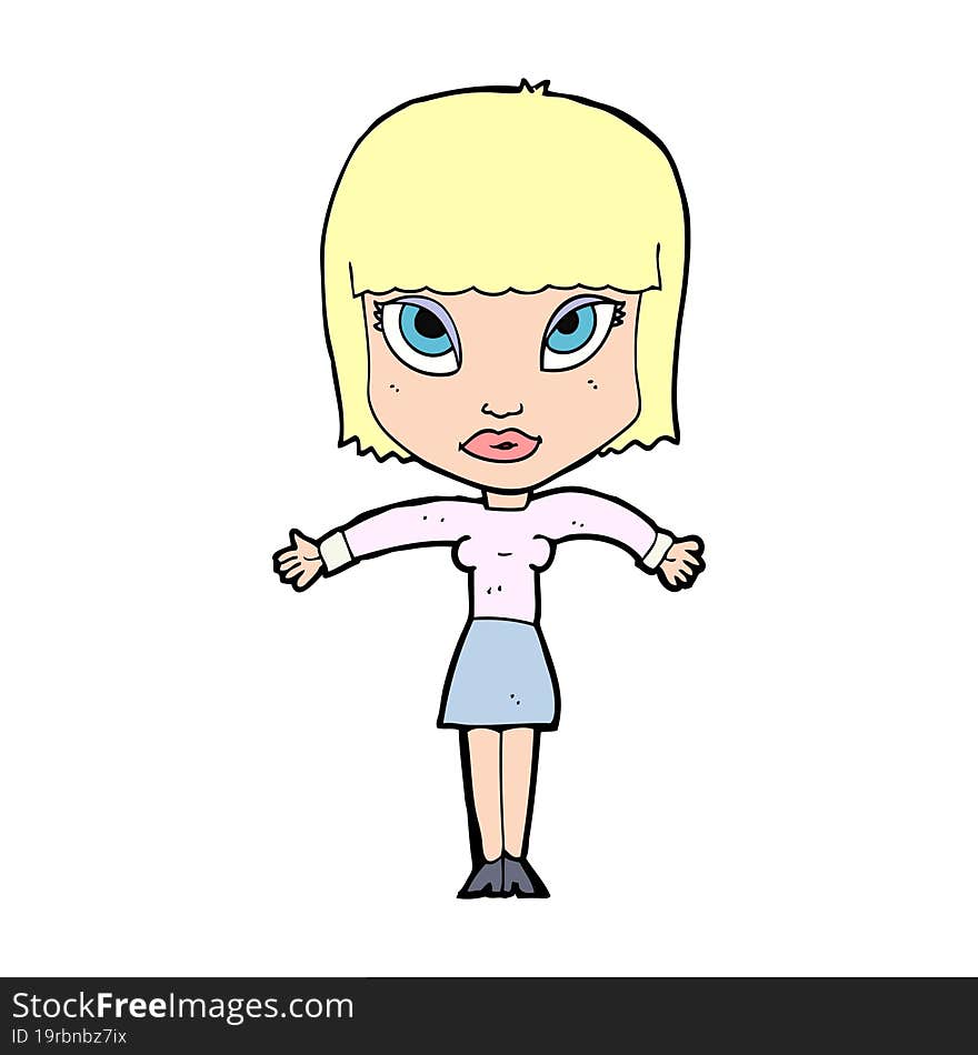 Cartoon Woman Shrugging