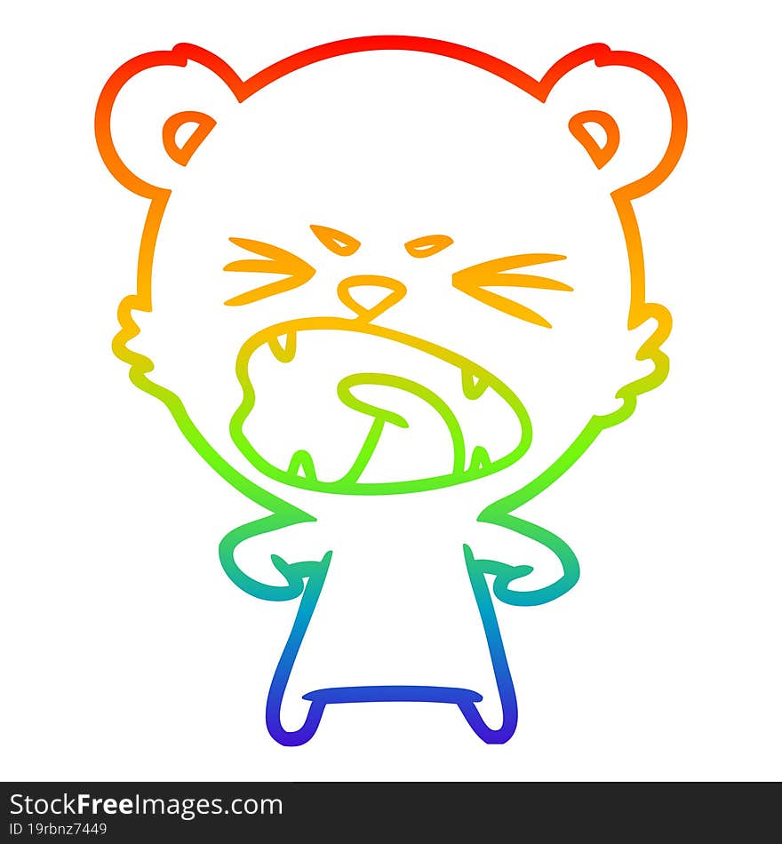 rainbow gradient line drawing angry cartoon bear