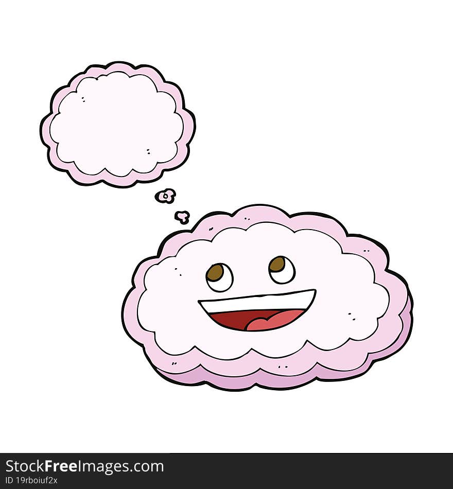 cartoon decorative cloud with thought bubble