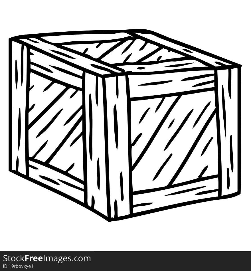 Line Drawing Doodle Of A Wooden Crate