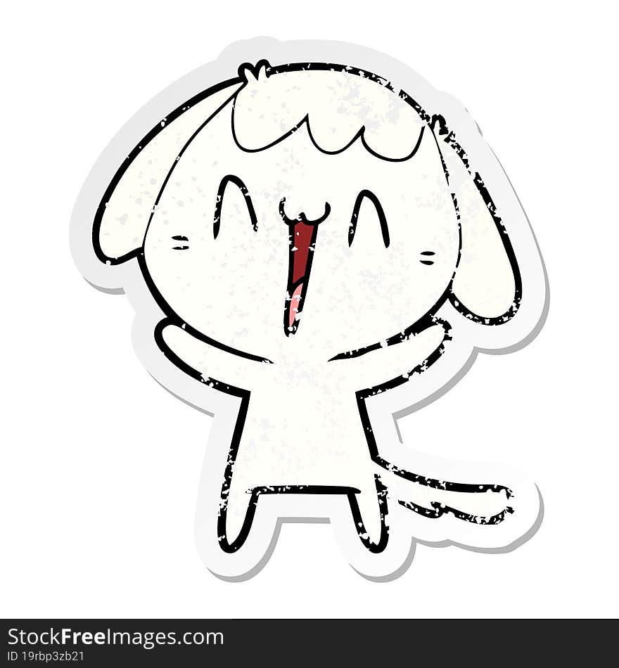 distressed sticker of a cute cartoon dog