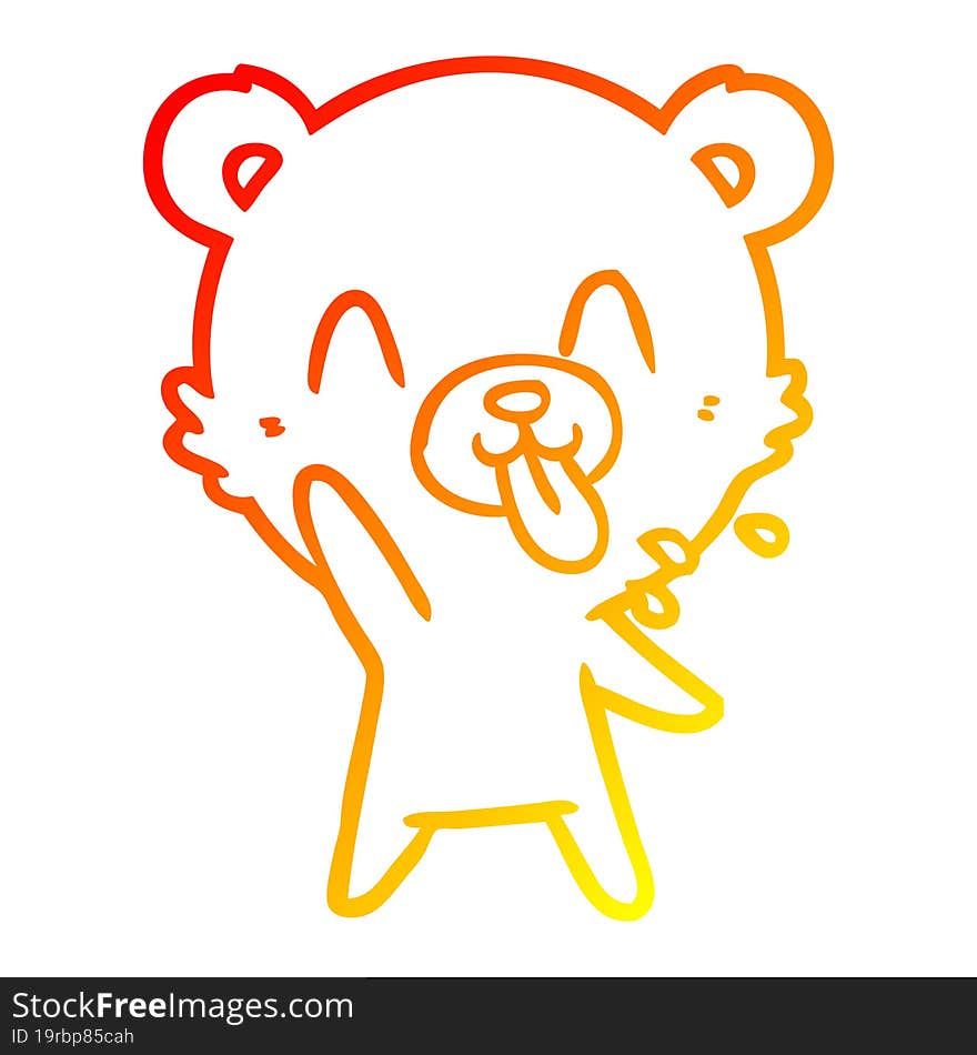 warm gradient line drawing rude cartoon bear