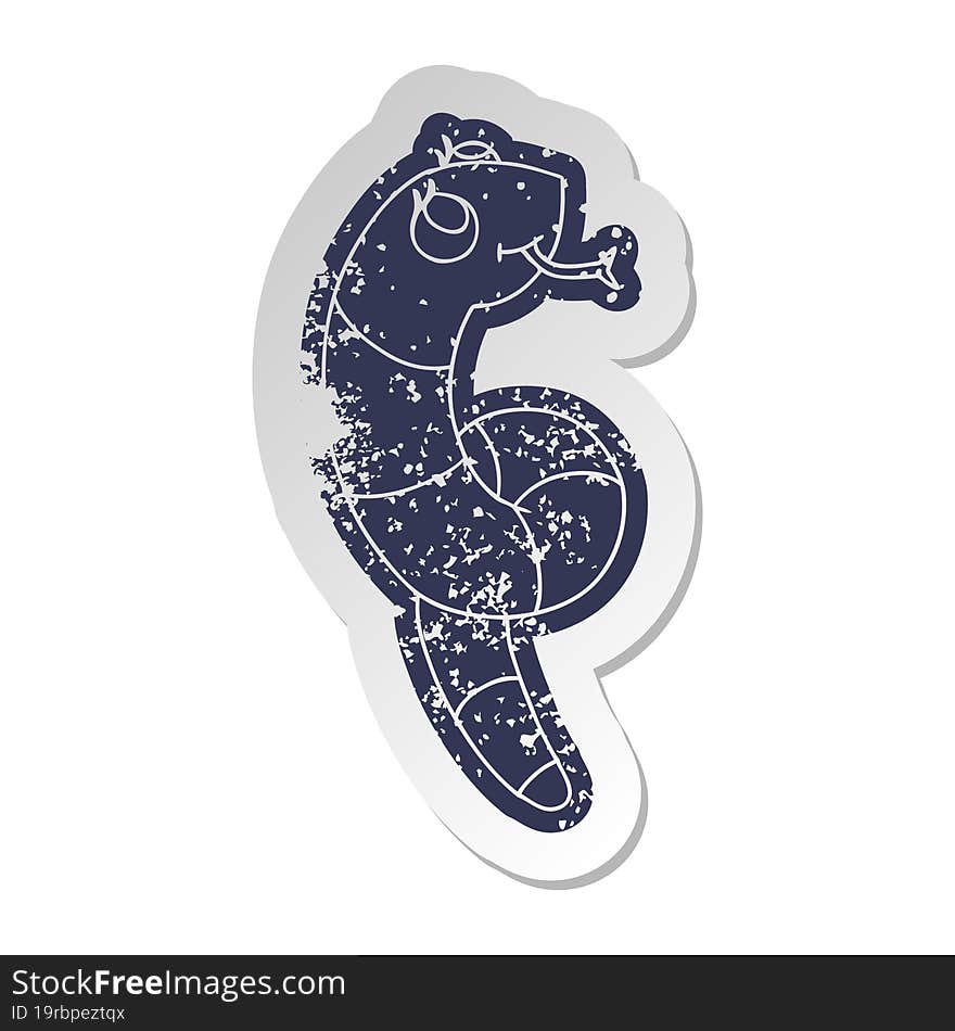 distressed old cartoon sticker kawaii of a cute snake. distressed old cartoon sticker kawaii of a cute snake