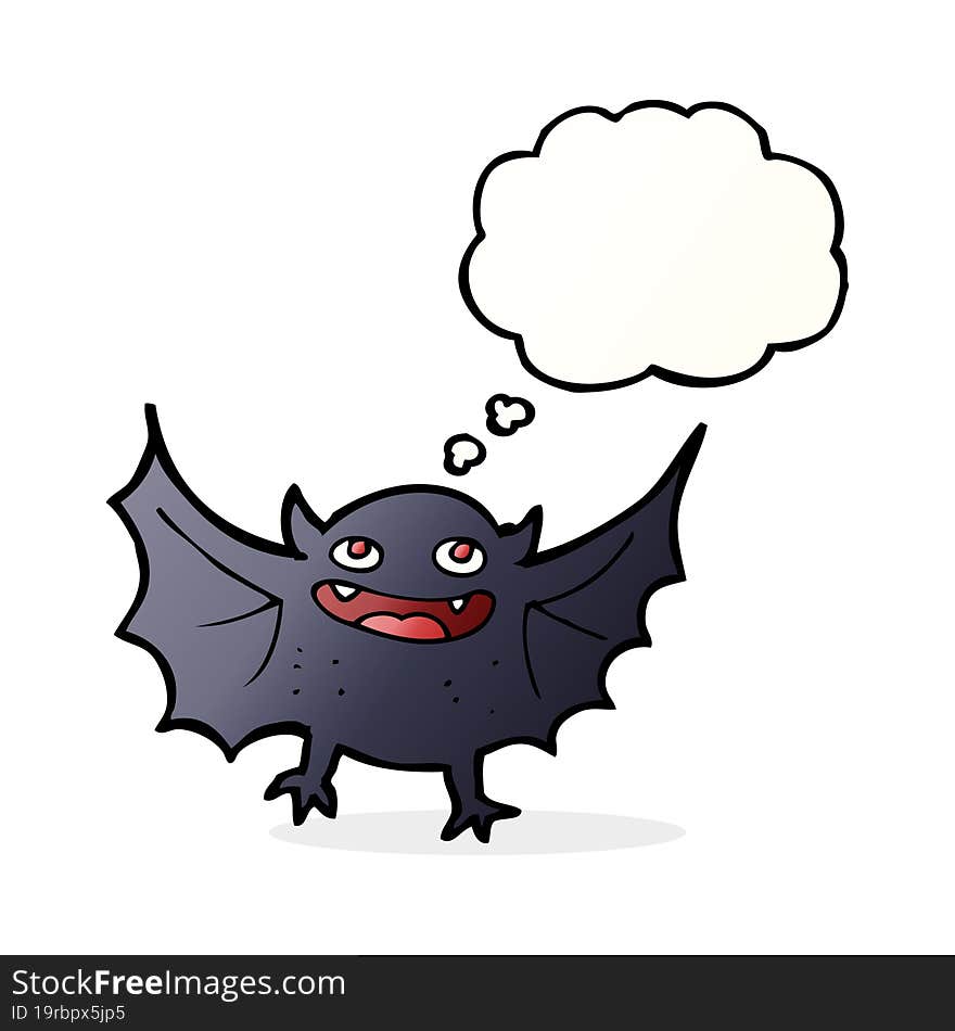 cartoon vampire bat with thought bubble