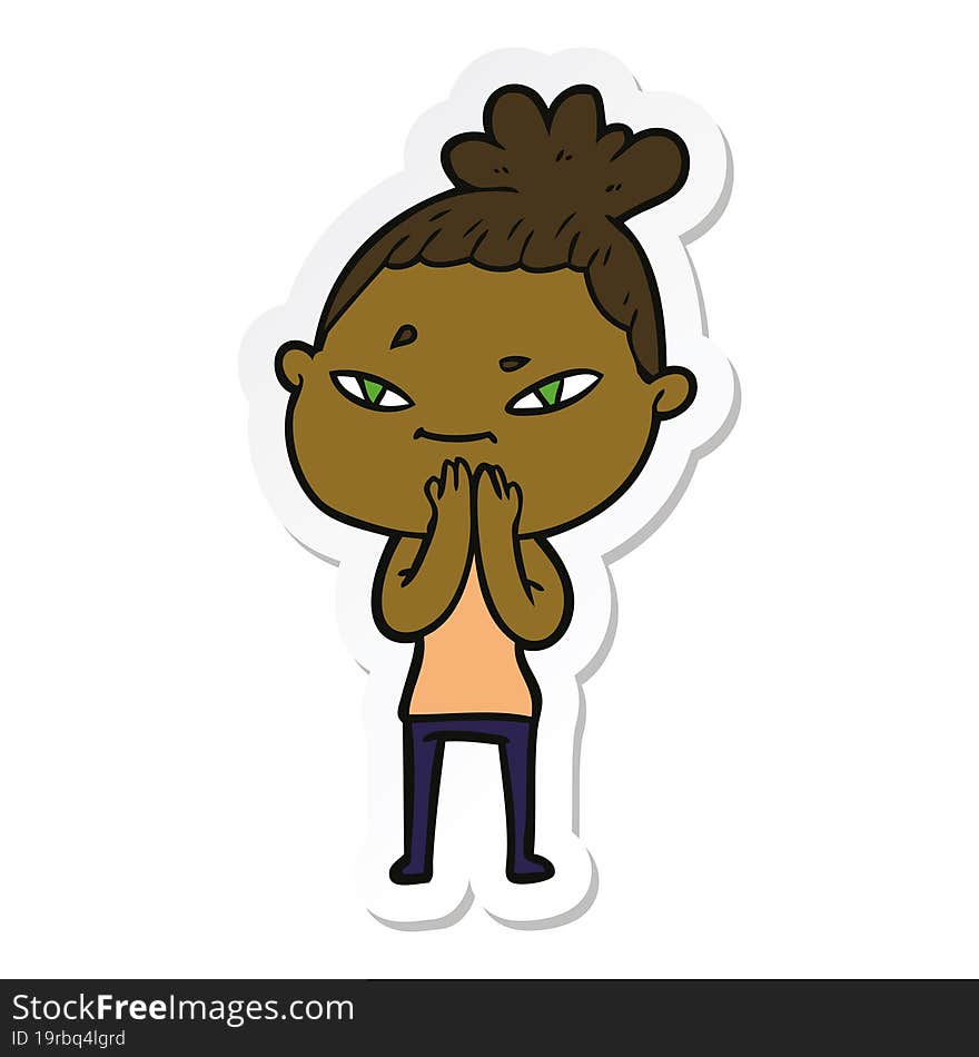 sticker of a cartoon woman