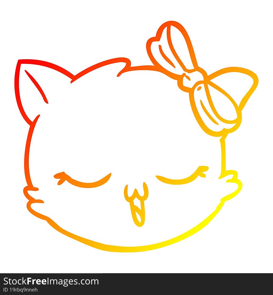 warm gradient line drawing cartoon cat face