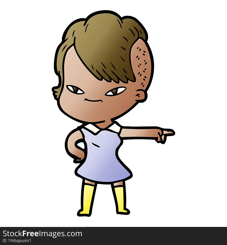 cute cartoon girl with hipster haircut. cute cartoon girl with hipster haircut