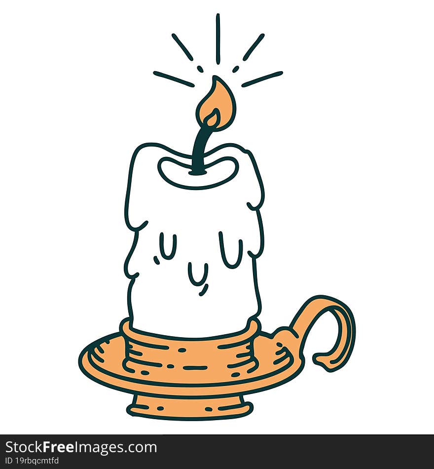 Traditional Tattoo Style Spooky Melting Candle