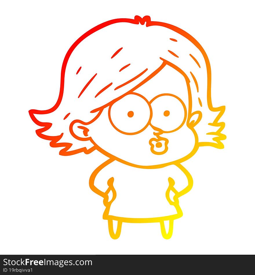 warm gradient line drawing cartoon girl pouting