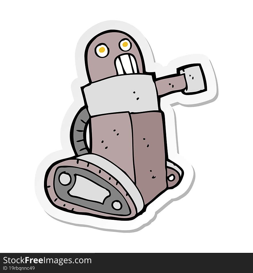 sticker of a cartoon tank robot