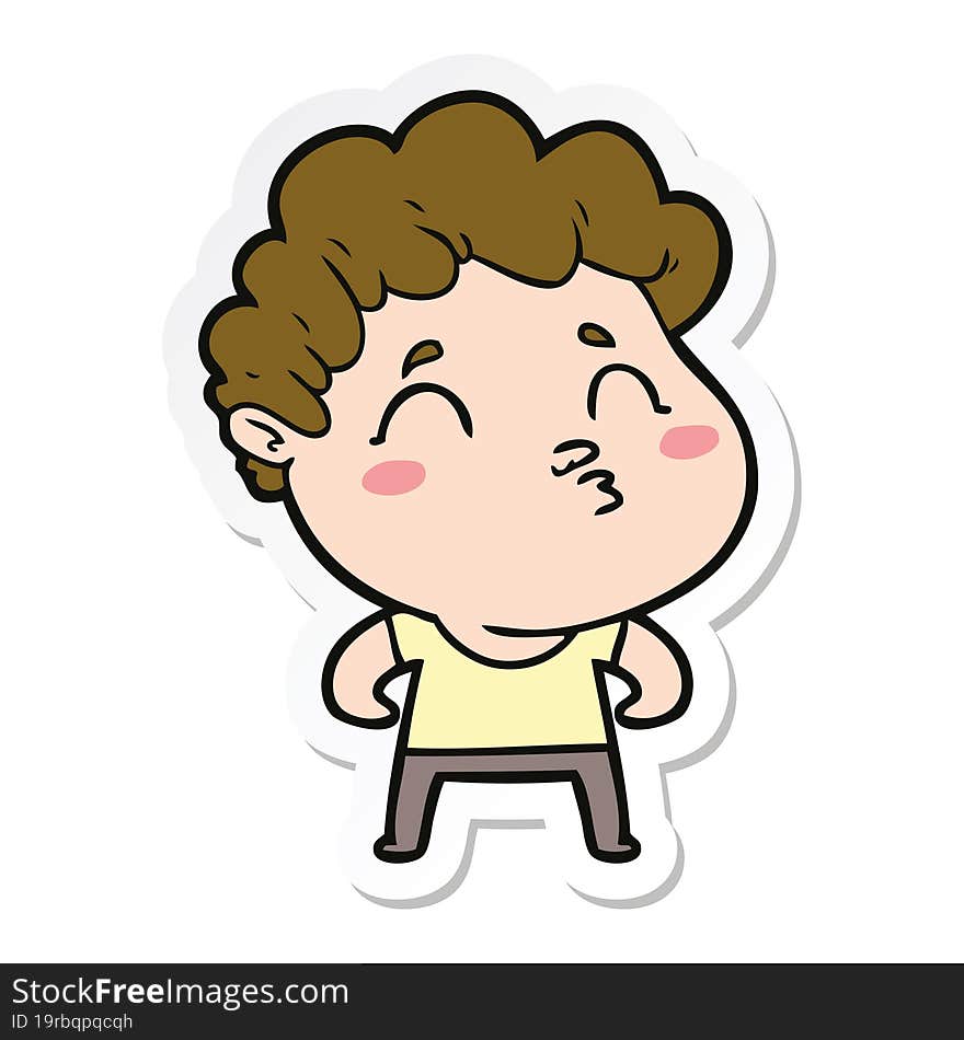 sticker of a cartoon man pouting