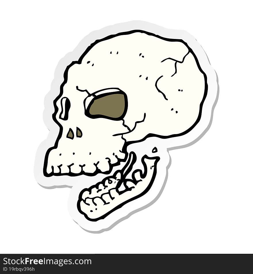 sticker of a cartoon spooky skull