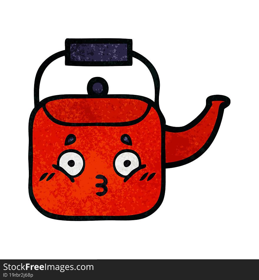 Retro Grunge Texture Cartoon Kettle