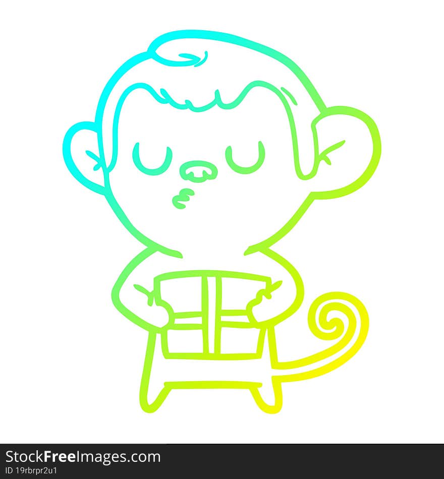 cold gradient line drawing cartoon monkey