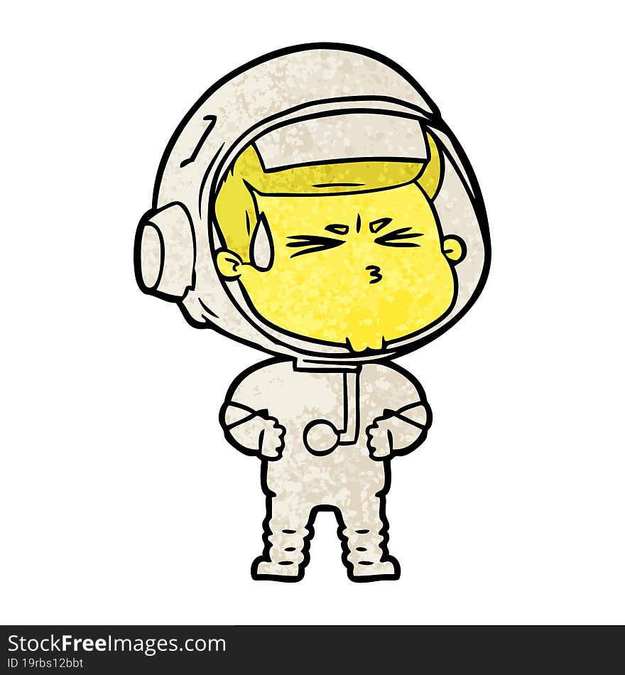 cartoon stressed astronaut. cartoon stressed astronaut