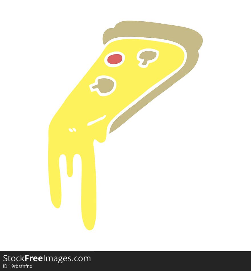 flat color illustration cartoon pizza slice