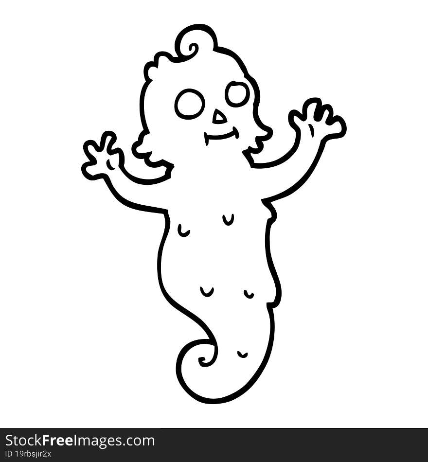 black and white cartoon spooky ghost