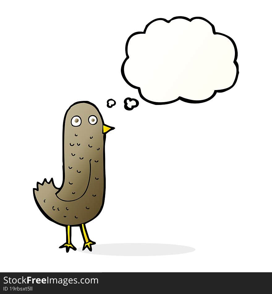 funny cartoon bird with thought bubble