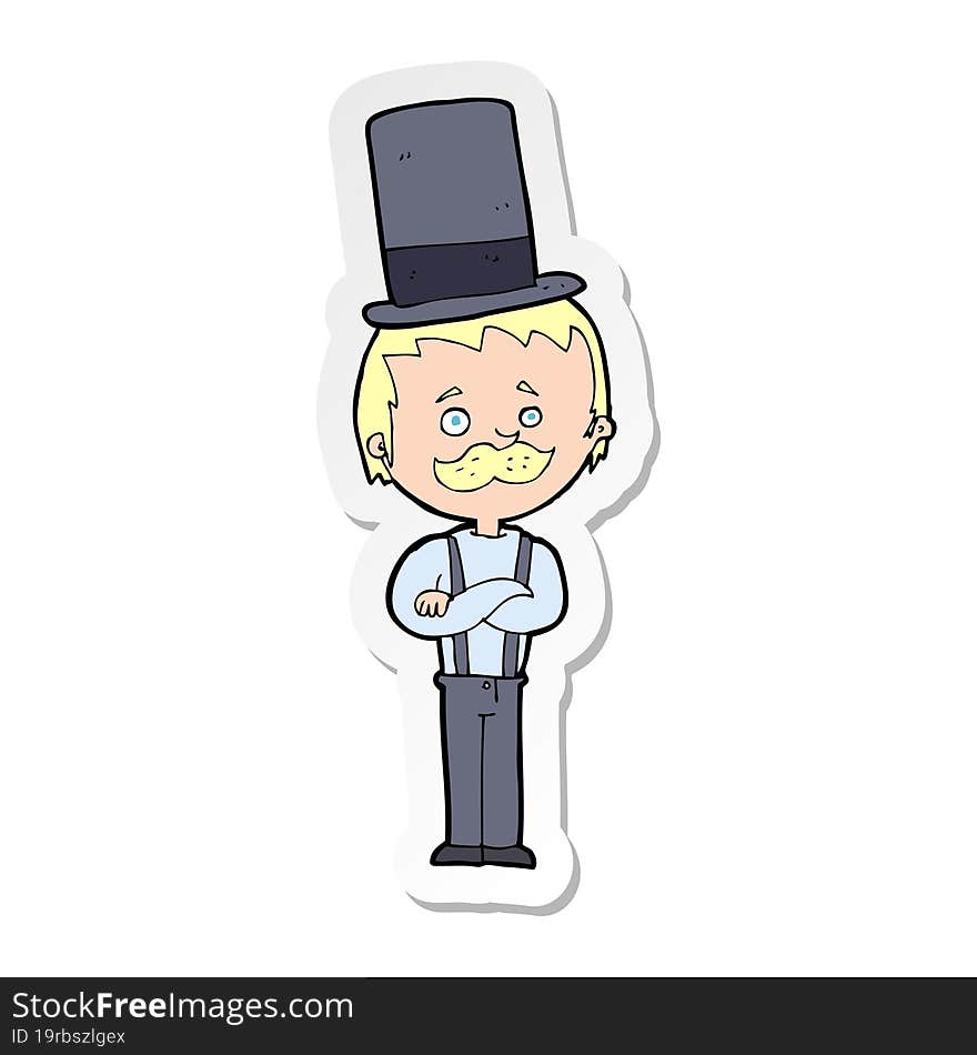 Sticker Of A Cartoon Man In Top Hat