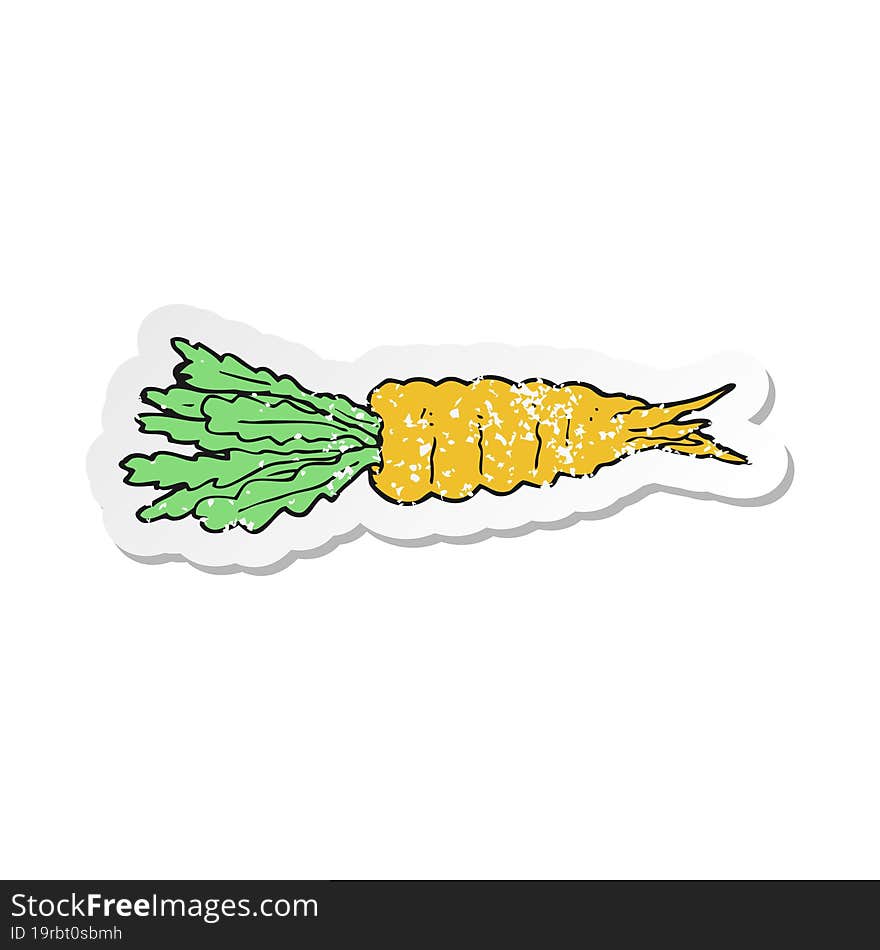 retro distressed sticker of a cartoon carrot