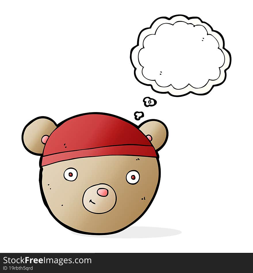 Cartoon Teddy Bear Head With Thought Bubble