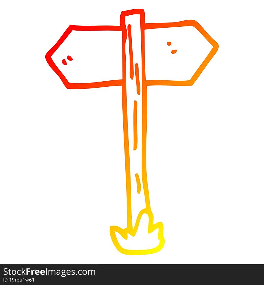 Warm Gradient Line Drawing Cartoon Sign Posts