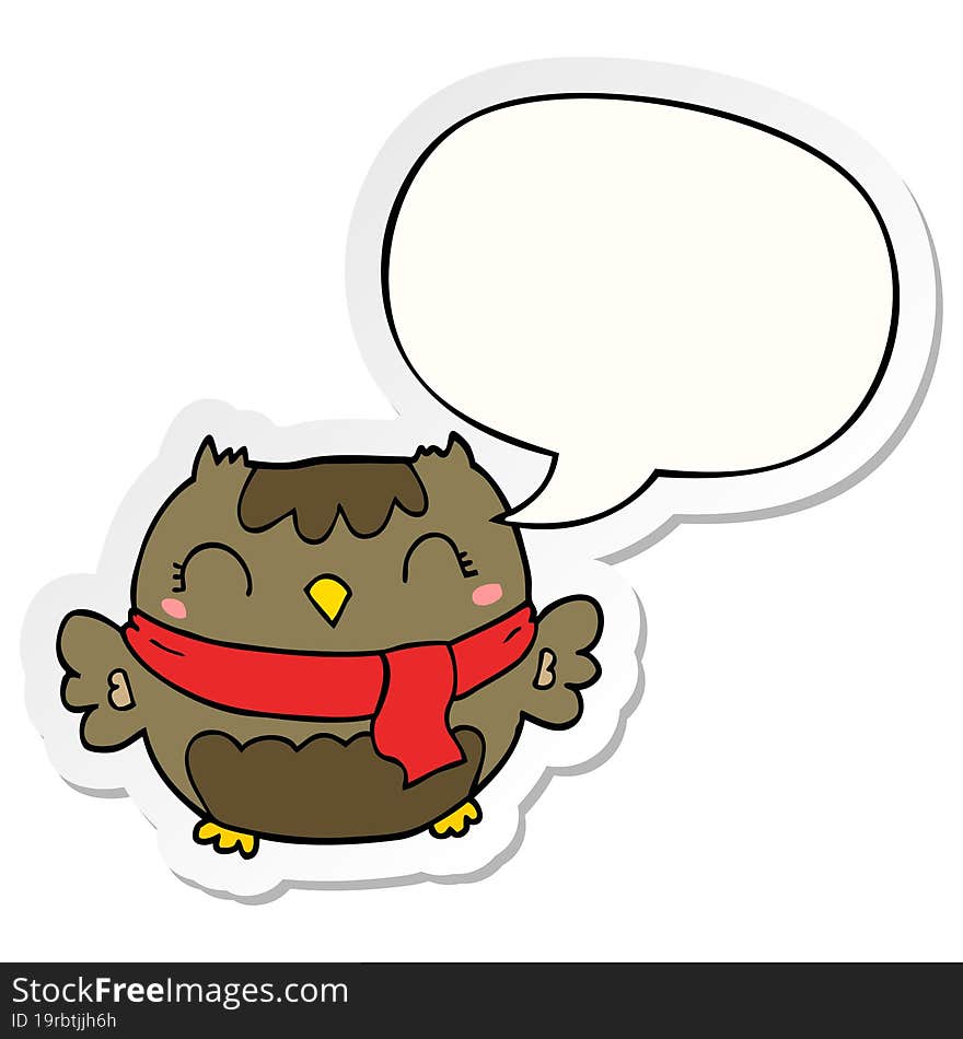 cute cartoon owl and speech bubble sticker