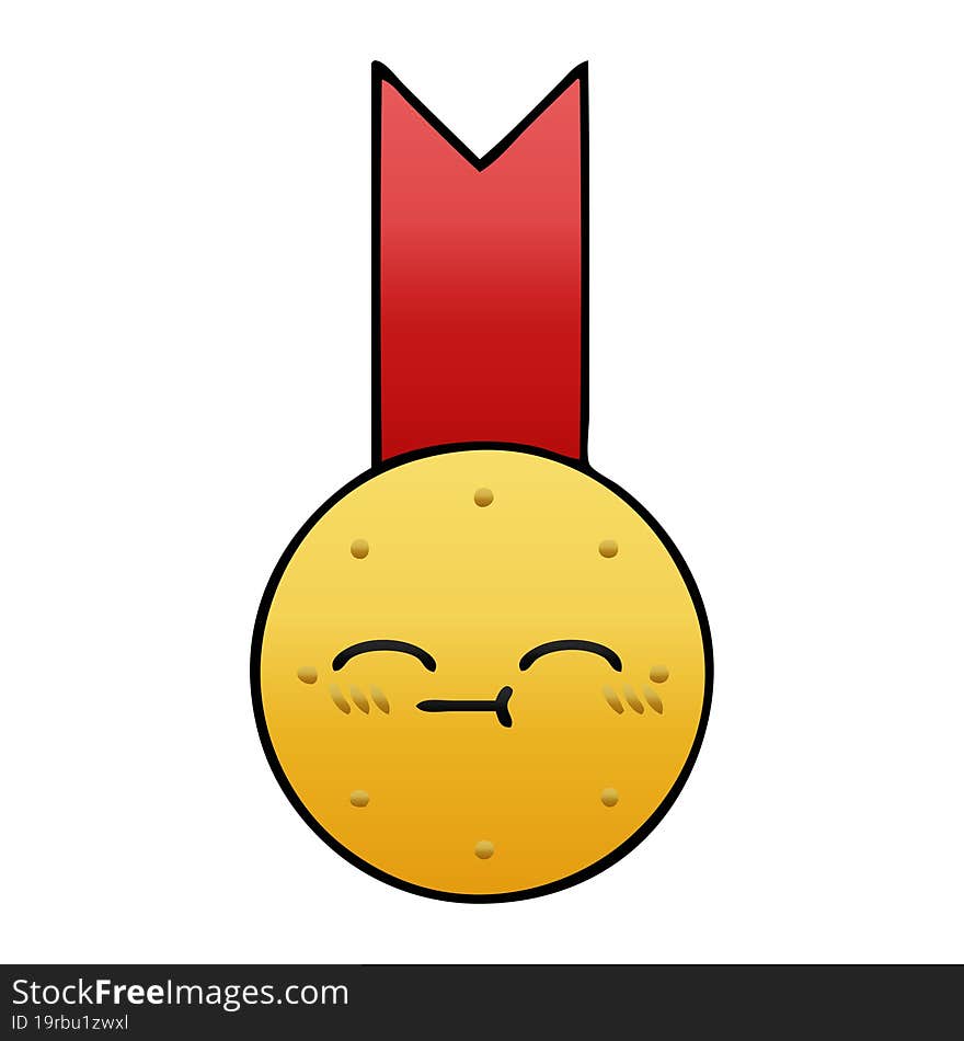 gradient shaded cartoon gold medal