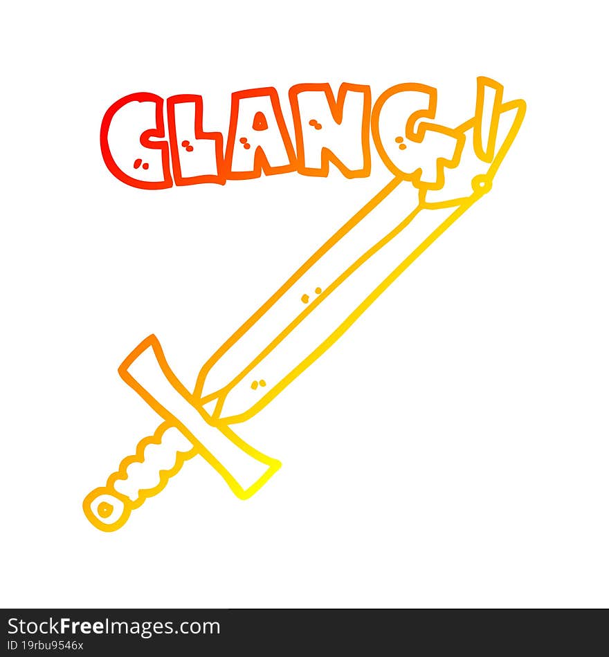 warm gradient line drawing cartoon clanging sword