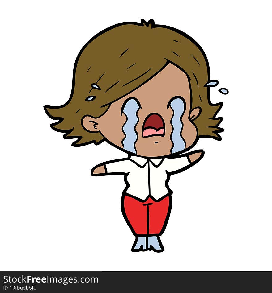 cartoon woman crying. cartoon woman crying