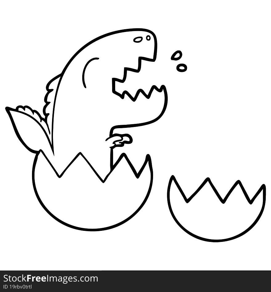 cartoon dinosaur hatching from egg. cartoon dinosaur hatching from egg