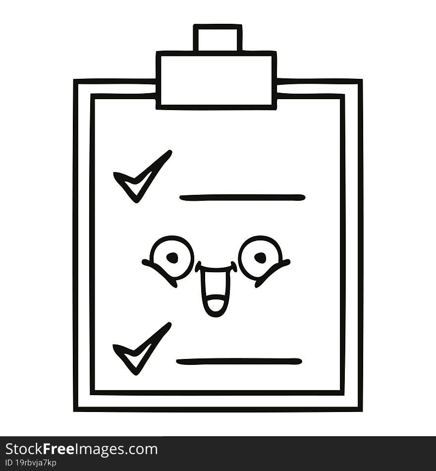 line drawing cartoon of a check list