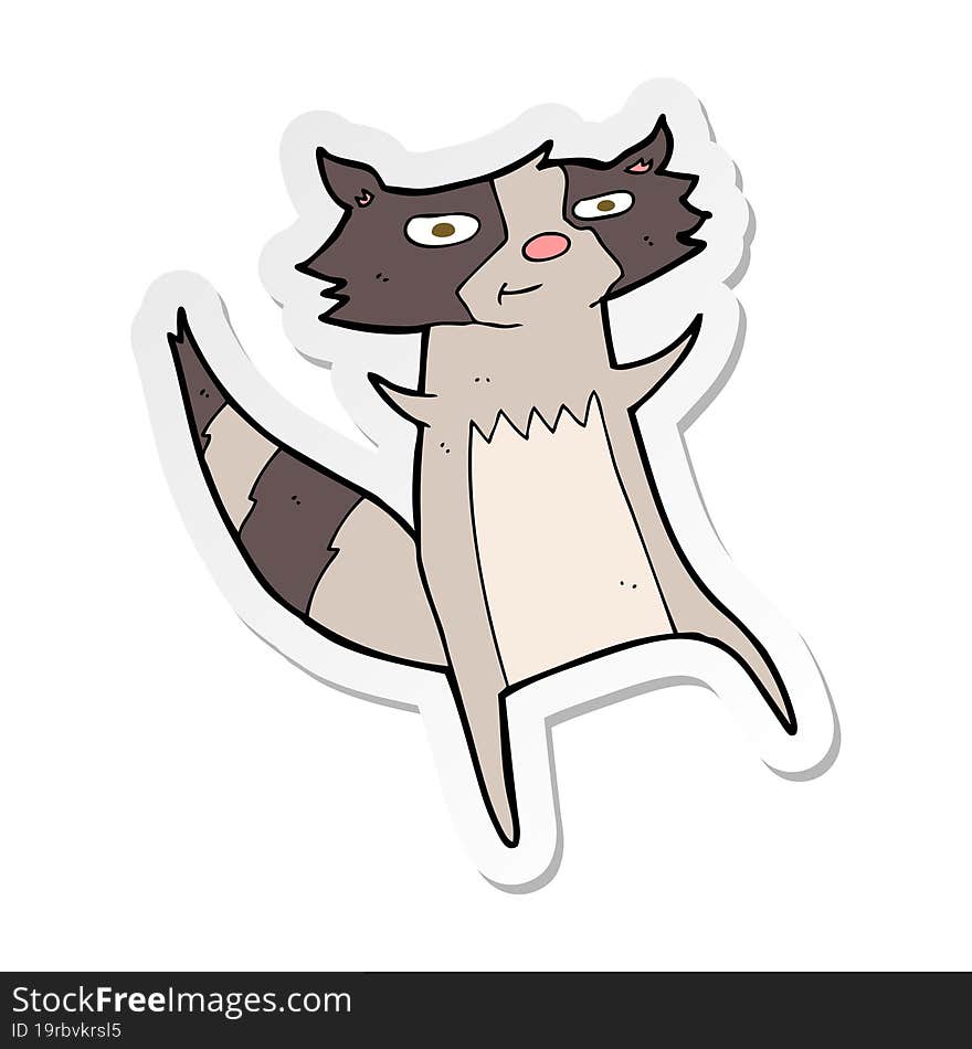 sticker of a cartoon raccoon