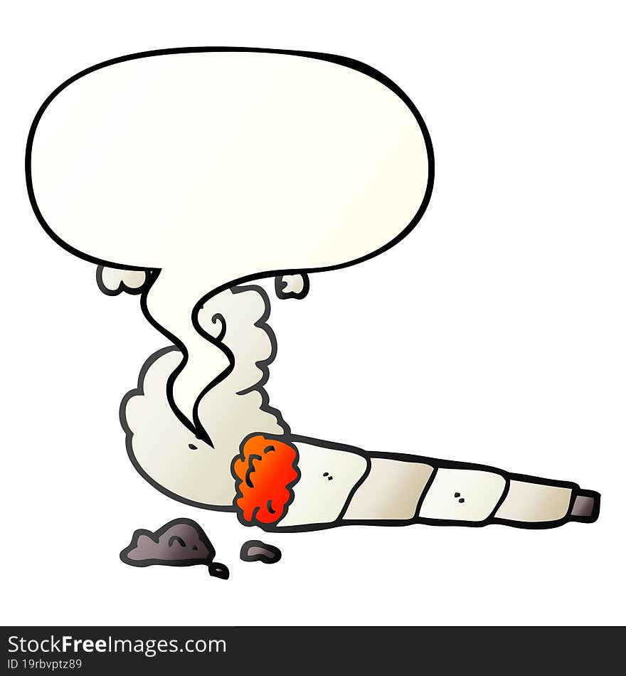 cartoon cigarette and speech bubble in smooth gradient style