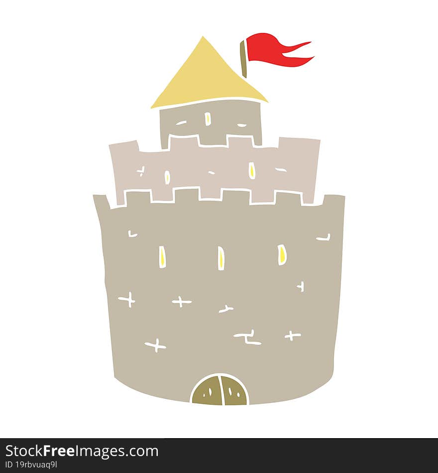 Flat Color Illustration Of A Cartoon Castle