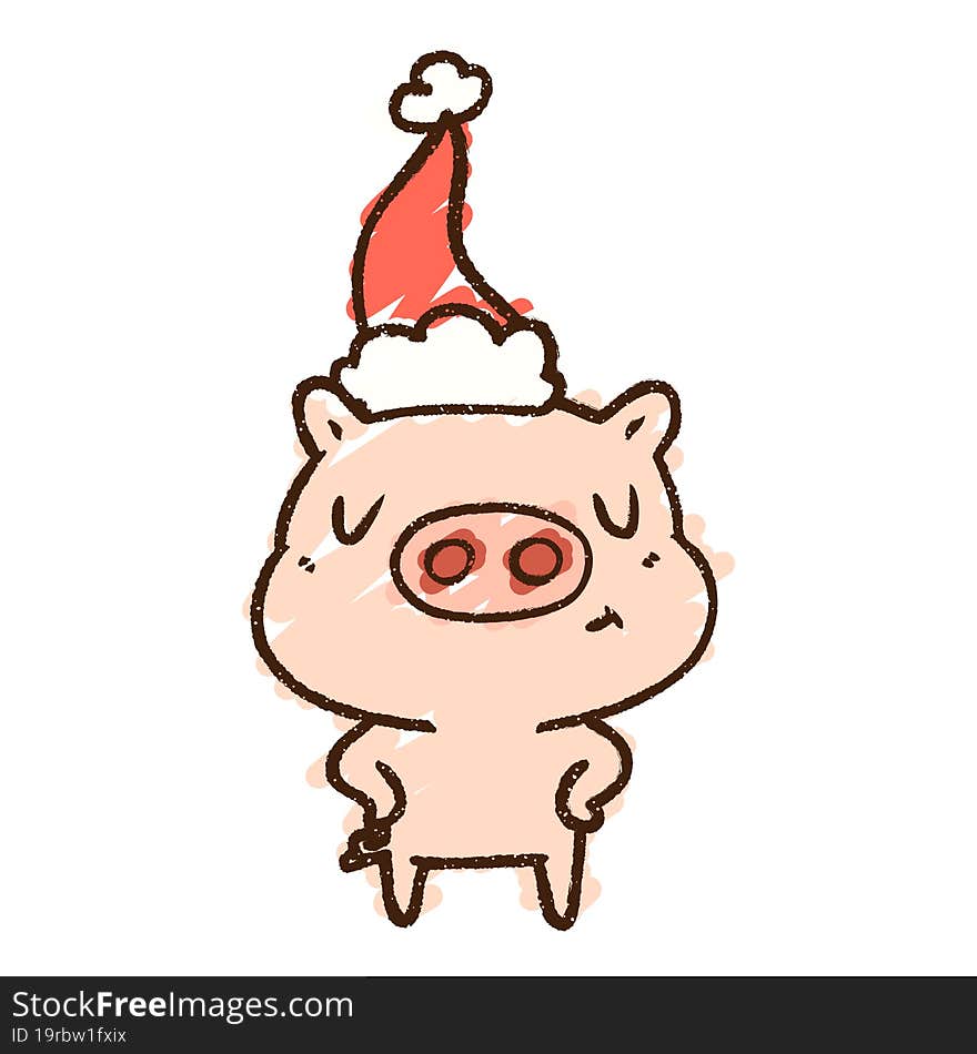 Festive Pig Chalk Drawing