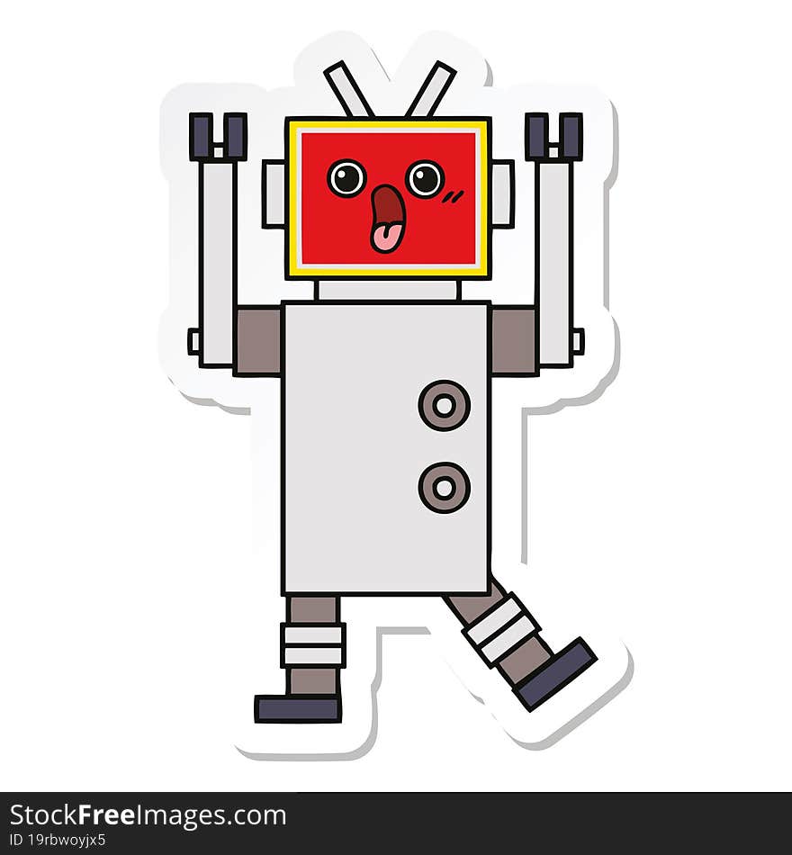 Sticker Of A Cute Cartoon Robot