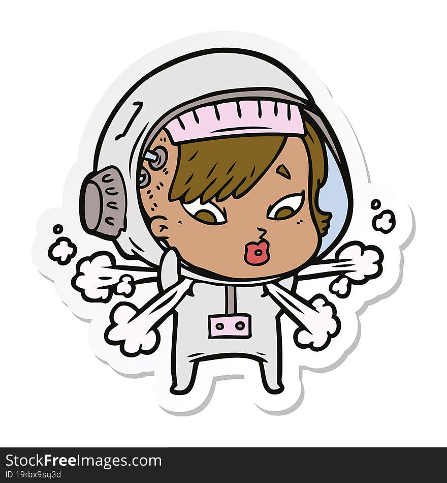 sticker of a cartoon astronaut woman