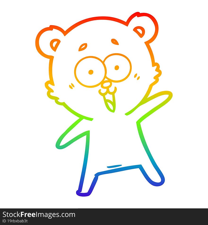 rainbow gradient line drawing laughing teddy  bear cartoon