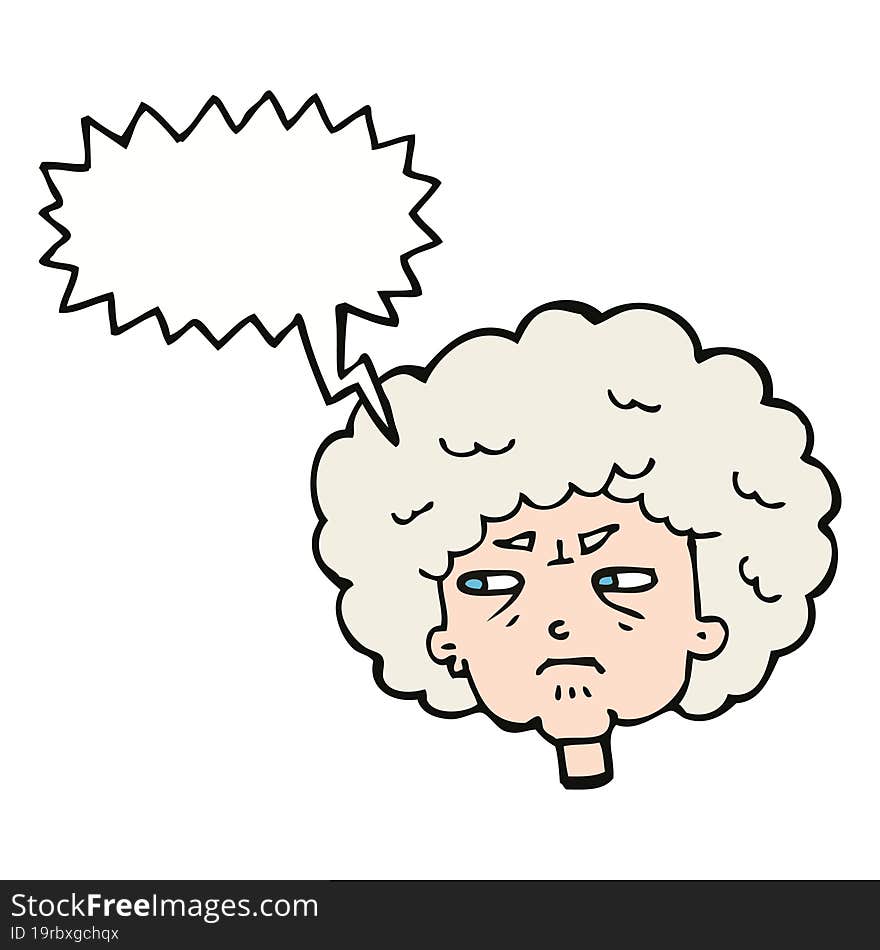 cartoon bitter old woman with speech bubble