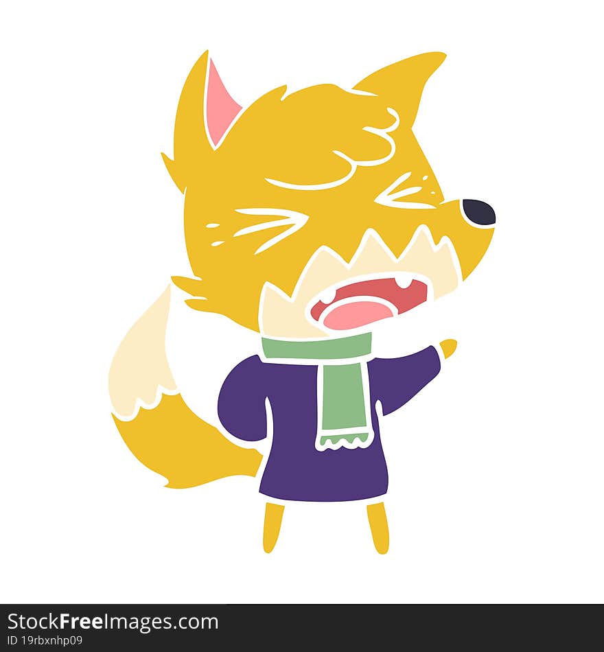 angry flat color style cartoon fox