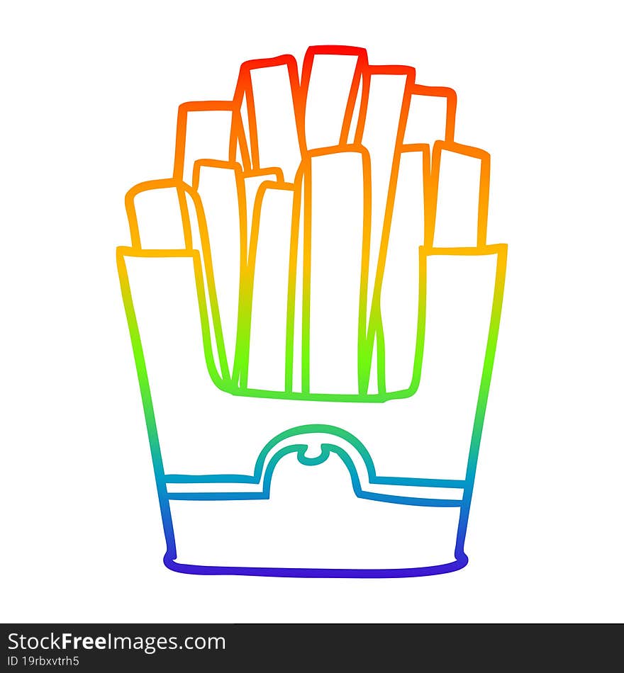 Rainbow Gradient Line Drawing Junk Food Fries