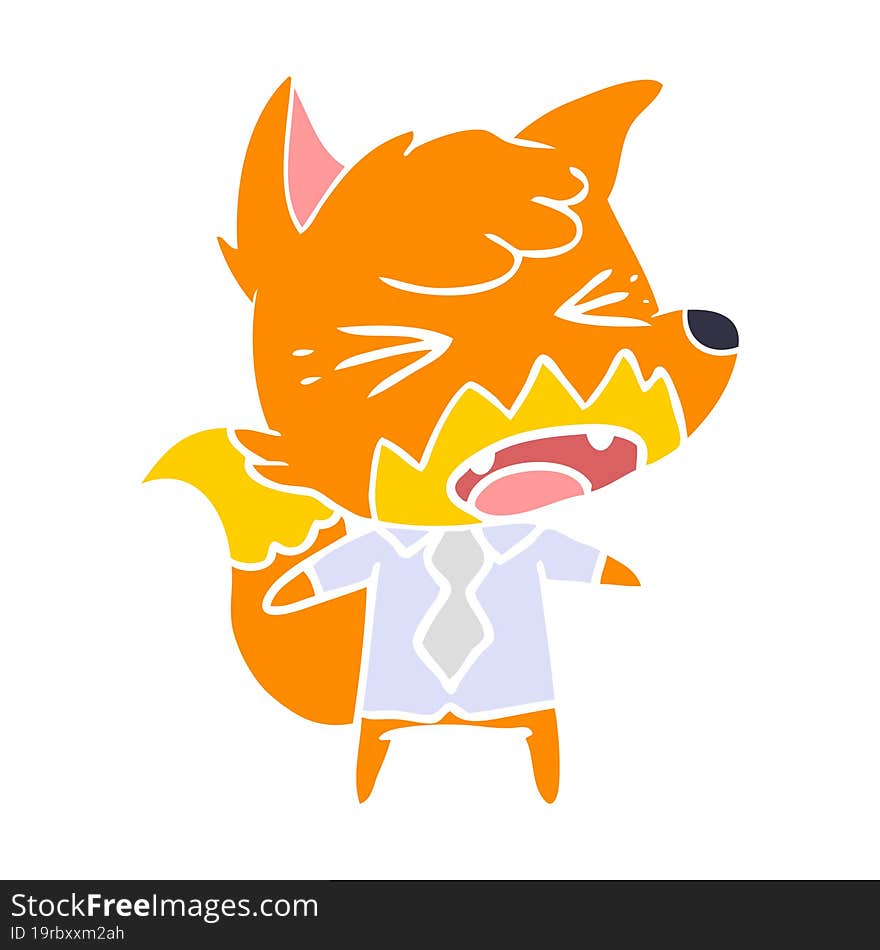 angry flat color style cartoon fox boss