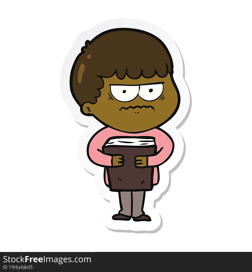 sticker of a cartoon annoyed man